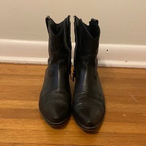 Anine Bing black leather cowboy booties